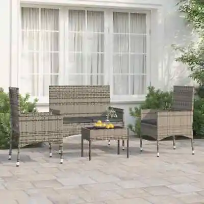 $234.99 • Buy  Outdoor Furniture Setting 4 Piece Coffee Table And Chairs Poly Rattan VidaXL