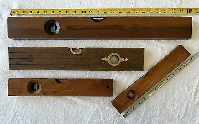 Vintage 4 Handsome Wood 2 Bubble Carpenter Levels • $40