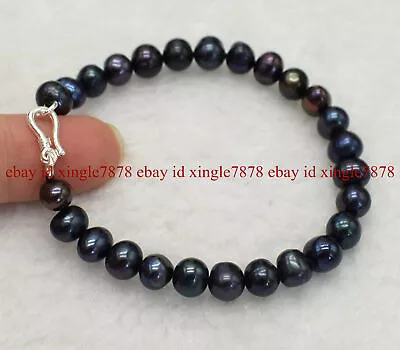Genuine 7-8mm Multicolor Freshwater Cultured Pearl Bracelet 7.5  Silver Clasp • $6.99