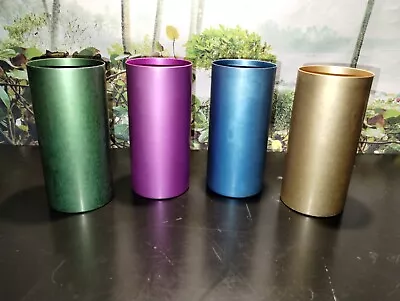 Set 4 Vintage Multi-Colored Solid Aluminum Drinking Cup Tumblers • $20