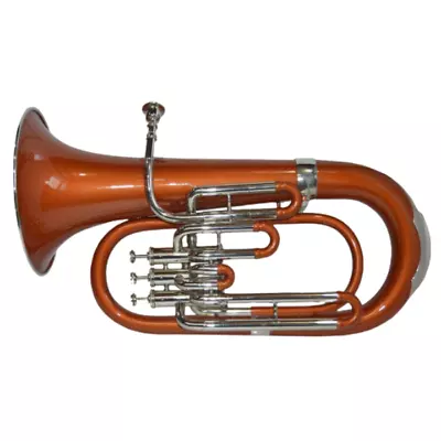 3 Valve Orange Lacquered Euphonium Brass Bb Nickel Plated With HardCase By Zaima • $465