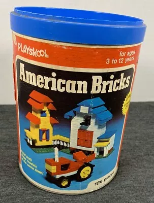  Playskool 1976 American Bricks Bulding Bricks #825 Storage Tub  • $16.99