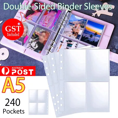 30 Pack 240 Pockets 2.5X3.5” Photocard Sleeves For 6 Ring A5 Binder Ultra-Clear • $13.39