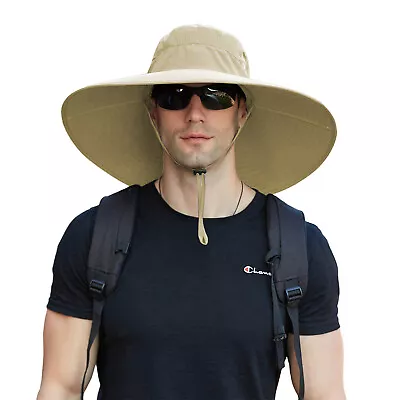 Men Wide Brim Sun Hat Bucket Cap For Hiking Camping Fishing Safari UV Protection • $10.99