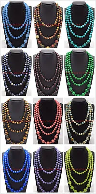 Fashion Jewelry Natural 8mm&12mm Multicolor Gemstone Round Beads Necklace 18-50  • $4.99