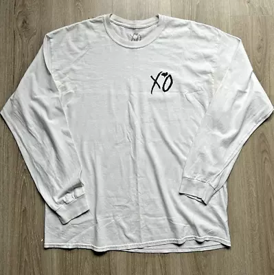 The Weeknd False Alarm Long Sleeve White Top T-Shirt Distressed XL XO Back Print • £22.99