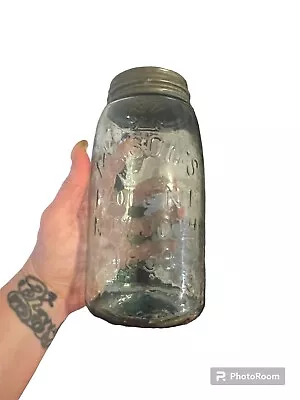 Antique Hero Cross Masons Jar Patented Nov 30th 1858 Quart Jar Zinc Lid • $45