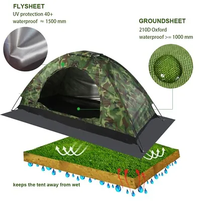 New 1 Person Man Camouflage Tent Single Layer Waterproof Camping Hiking Travel • $55.45