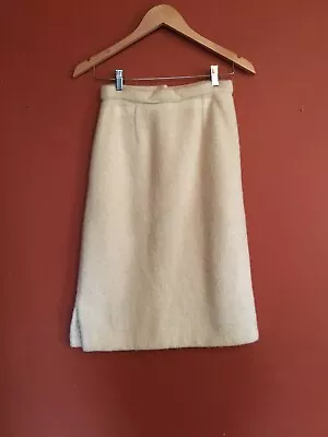 Vintage Madmen 60’s Ivory Wool Pencil Sexy Secretary Skirt Minimal  Xs • $30