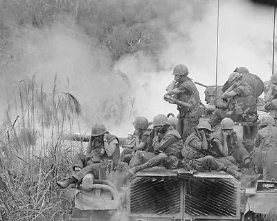 Marines Riding Atop An M-48 Tank  Phu Bai 8 X 10  Vietnam War Photo 263 • $7.43