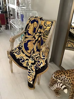 55”55” Large Custom Made Versace Lion And Urn Upholstery Velvet Gold Fringe • $399