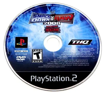 WWE Smackdown VS Raw Wrestling 2008 Featuring ECW Playstation 2 PS2 2007 CD Only • $8.73