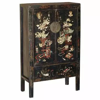 Antique Circa 1800 Chinese Hand Painted Wedding Cabinet Housekeepers Cupboard • $7159.33