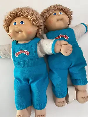 1986 Twin Cabbage Patch Kids  Wheat  Colored Hair W/matching Jumpers Original • $59.59