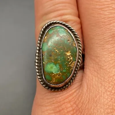Vintage Navajo Native Turquoise Silver Ring Size 6.5 • $115