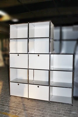 USM Haller Shelf Highboard 13 Compartment 4 Flaps Light Grey Partition Office Files • £2783.84