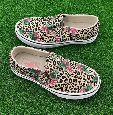 VERY RARE - Size 6 US-Women's VANS 'Floral Cheetah' Print Slip-On Shoes Sneakers • $65