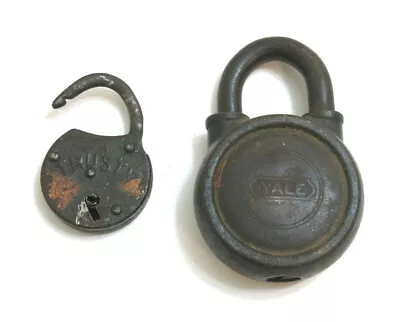 Antique Yale & Towne Mfg Co Brass Lock Plus Bonus Trusty Lock / No Keys • $19.99