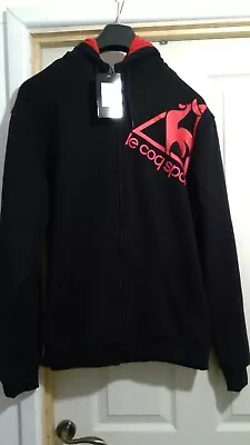 Mens Le Coq Sportif Zip Hooded Sweat Supercharger Black /Red Size L. Brand New • £25