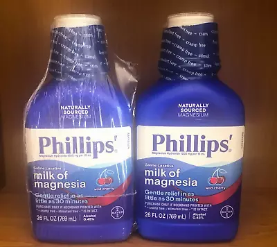Lot Of 2  Phillips Milk Of Magnesia Liquid Laxative Wild Cherry 26 Oz  Gentle • $15.99