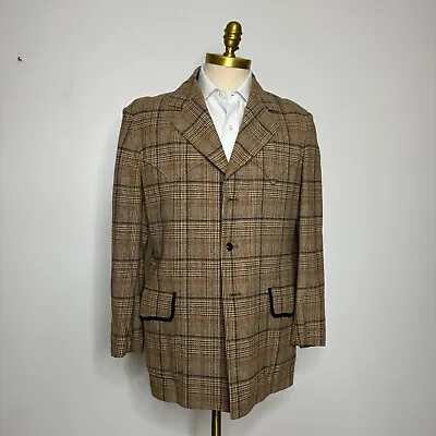 Pendleton Western Sport Coat Mens Brown Check 40R Medium • $69.99
