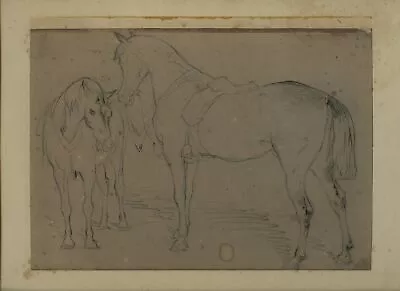 Equestrian Study Charcoal Pencil Sketch C1930 British School Signed WH • £40