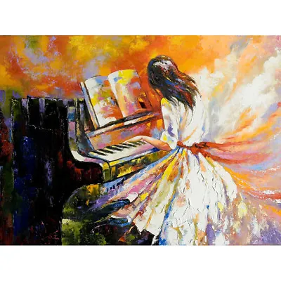 Music Piano Girl Impressionism Art Print Canvas Premium Wall Decor Poster • £13.99