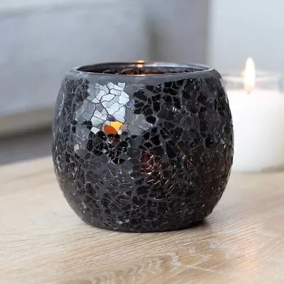 Large Mosaic Tea Light Holder Crackle Glass Candle Holder Crazed Effect Gift NEW • £7.90