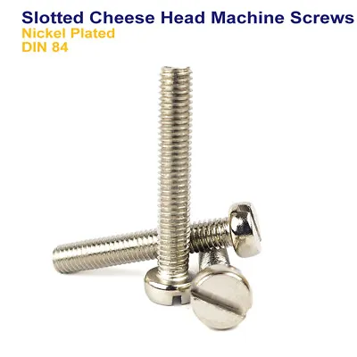 SLOTTED CHEESE HEAD MACHINE SCREWS BRASS NICKEL PLATED DIN 84 M2.5 - 2.5mm • £1.49