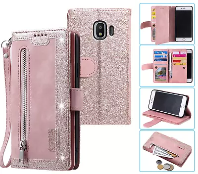 Galaxy J2 Pro (2018) All In One Suede Wallet Case Front Zip Lanyard • $13.50