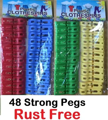 £3.99 • Buy 48 Strong Cloth Pegs Washing Line Strong Plastic Rust-Free Cheapest On EBAY New 
