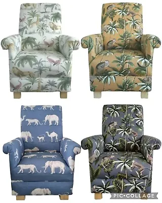 Safari Fabric Children's Chairs Armchairs Kids Boys Girls Animals Lions Monkeys • £119.95