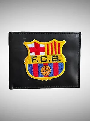 Billetera FC Barcelona Para Hombre De Piel Men’s Leather Wallet Barcelona Black • $14.99