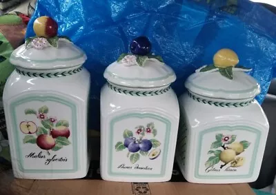 Villeroy & Boch “FRENCH GARDEN CHARM” Canister Set With Lids- Set Of 3 EUC • $149.95