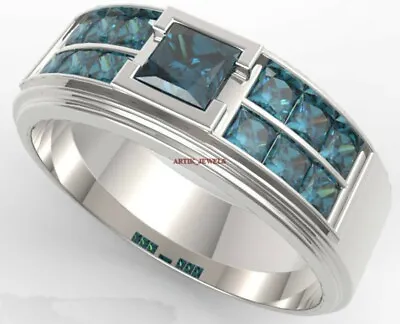 Natural London Blue Topaz Gemstone With 925 Sterling Silver Ring For Men's AJ571 • $93.44