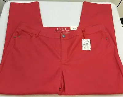 ELLE Women's Slim Straight Leg Denim Jeans Pinkish-Red Size 24W NWT  • $10