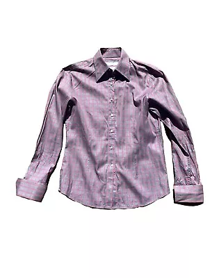 Rhodes & Beckett Egyptian Cotton Pink Purple Check Shirt Cufflinks - Size 10 • $30