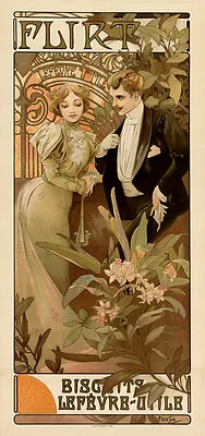 Flirt By Mucha Vintage Art Nouveau Poster • $18