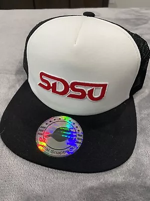 Sdsu San Diego State Throwback Script Aztecs Black & White Trucker Hat Cap New • $18.48