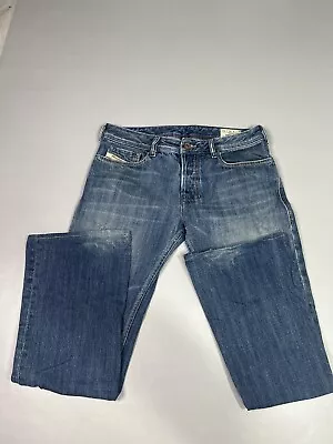 Diesel Jeans Men W30 L32 Zathan Blue Regular Boot Cut Denim Wash Button Fly • $49.31
