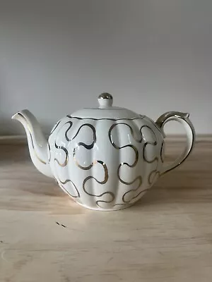 Vintage Art Deco Gibsons Staffordshire Teapot Cream/Gold • $40