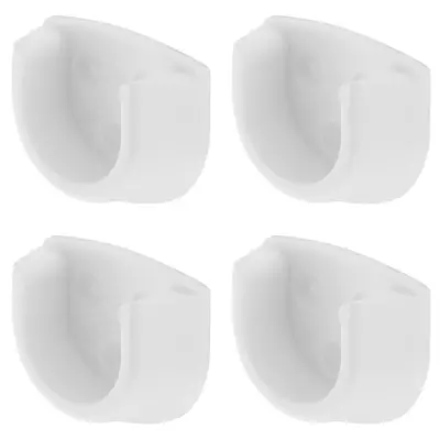 4x White Rail End Supports Brackets Oval Wardrobe Rails Poles 20mm (4 = 2 Pairs) • £2.49