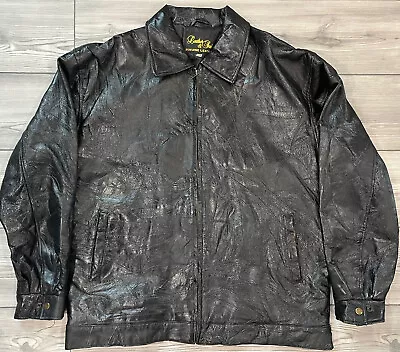 Leather & Soul Genuine Leather Patchwork Jacket Coat Men's Size Large ~ EUC • $29.99