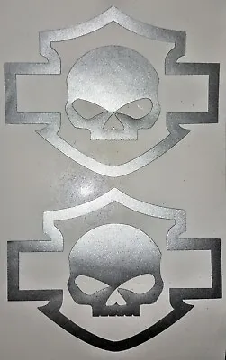 2x Die Cut Harley Davidson 100mm Wide PREMIUM MATTE SILVER Tank Decals F100 Chev • $49