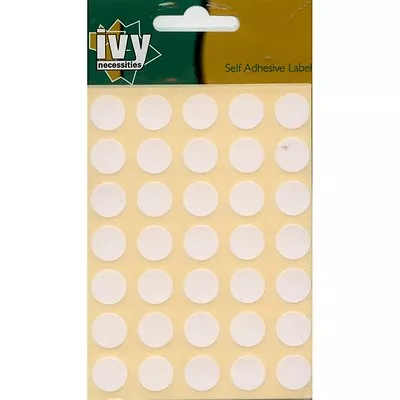 490 13mm White Self Adhesive Round Dot Labels - 232230 - Made In The UK By Ivy  • £2.69