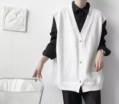 Men's Fashion Youth Loose Sleeveless Cardigan Casual Warm Kniting Sweater Vest • $38.43