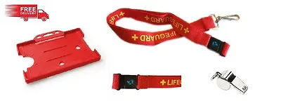 £3.99 • Buy 20mm Lifeguard Lanyard With Safety Breakaway & ID Card Holder & Whistle