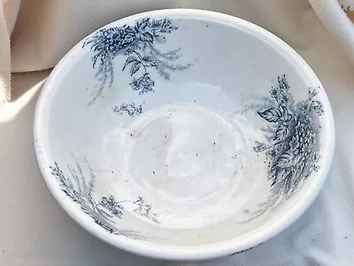 Vintage Antique Large Ceramic Pottery Chamber Pot / Wash Bowl Blue & White • $24.89