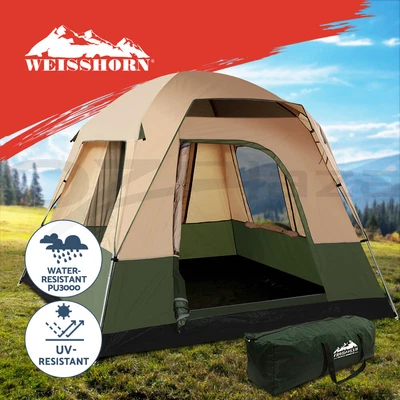 $92.96 • Buy Weisshorn Family Camping Tent 4 Person Hiking Beach Tents Canvas Ripstop Green