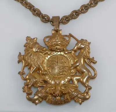 Rare Vintage Miriam Haskell Heraldic Coat Of Arms Pendant Necklace • $199.99